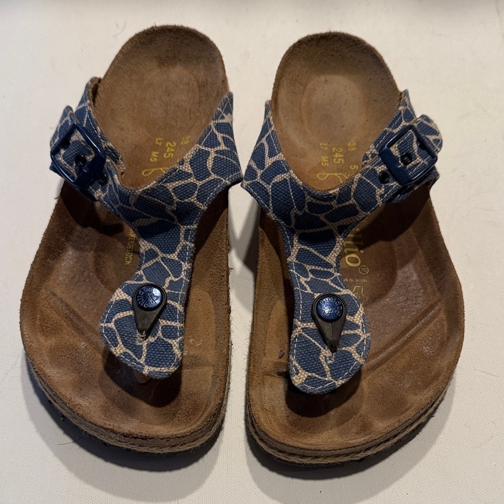 Birkenstock Blue Patterned Sandals